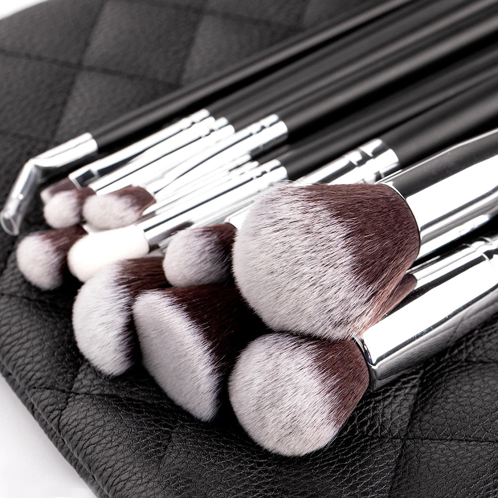 15pcs Professional Make-up Brushes Set Makeup Power Brush Make Up Beauty Tools Soft Synthetic Hair With Leather Case