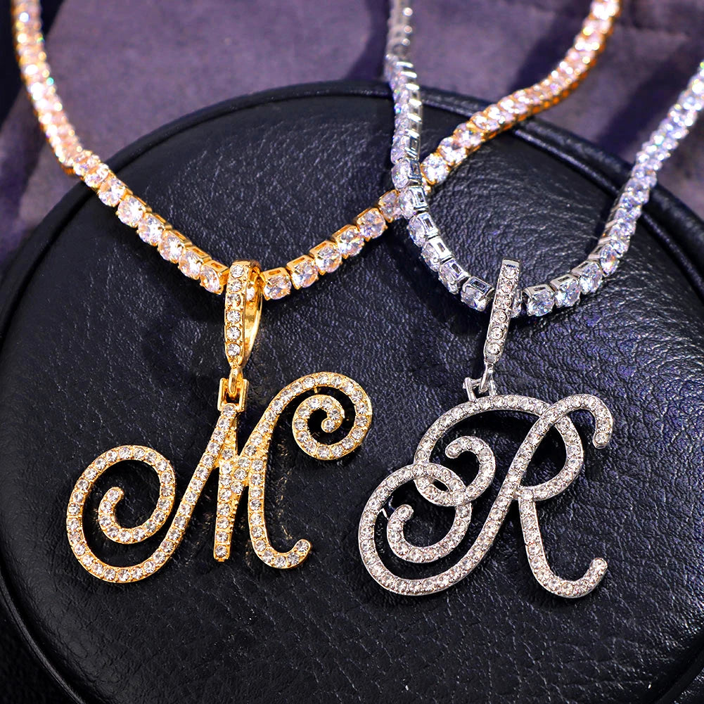 Personalized Cubic Zirconia Initial Name Necklace -Hip Hop Style