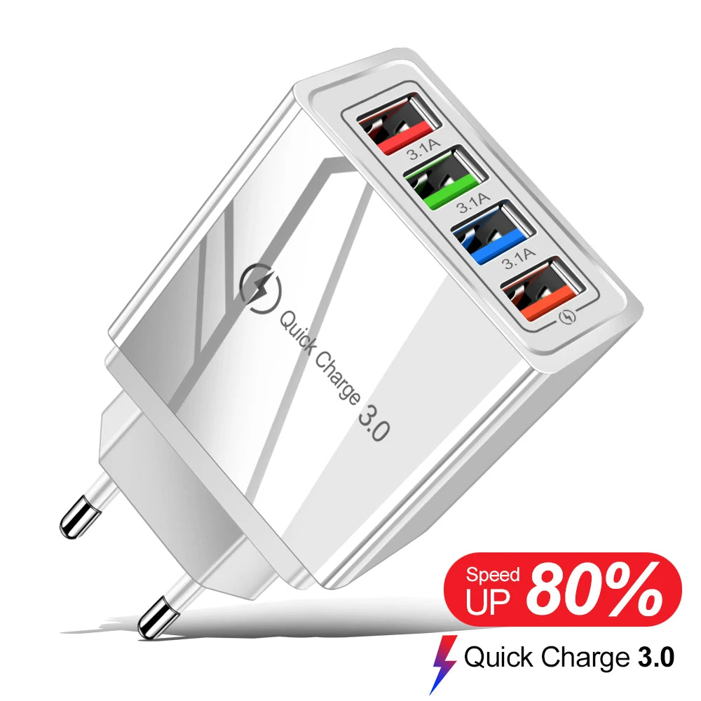 EU/US Plug USB Charger Quick Charge 3.0 For Phone Adapter for iPhone 15 Pro Max Tablet Portable Wall Mobile Charger Fast Charger