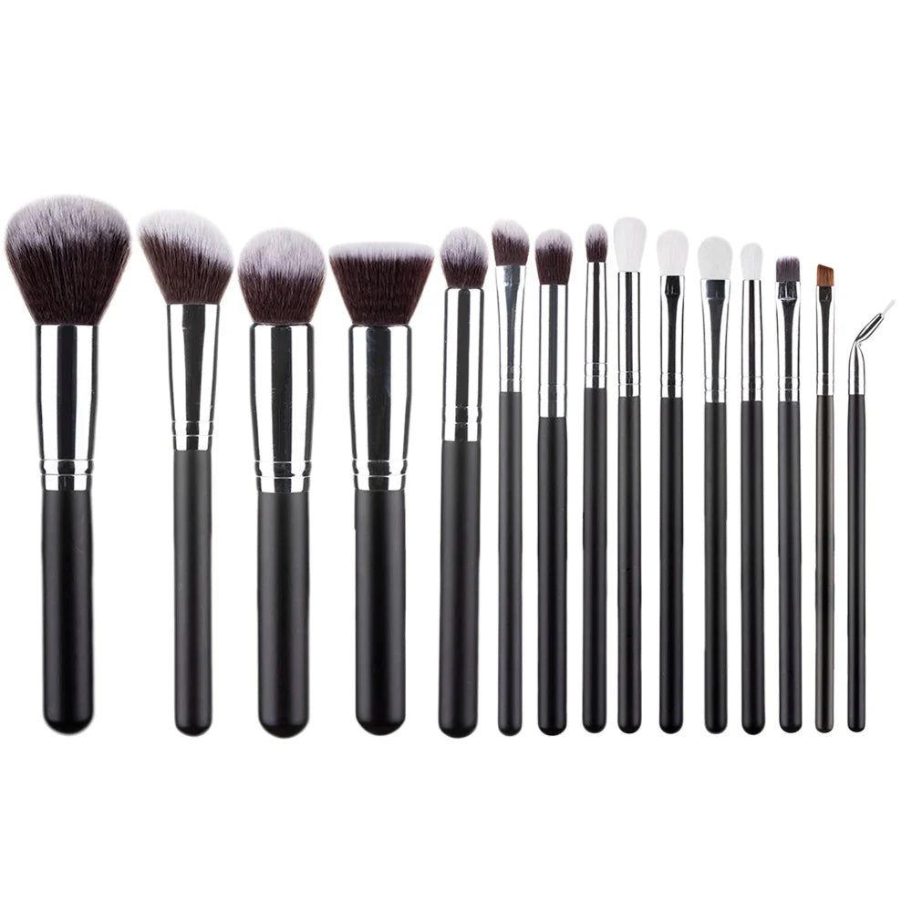 15pcs Professional Make-up Brushes Set Makeup Power Brush Make Up Beauty Tools Soft Synthetic Hair With Leather Case