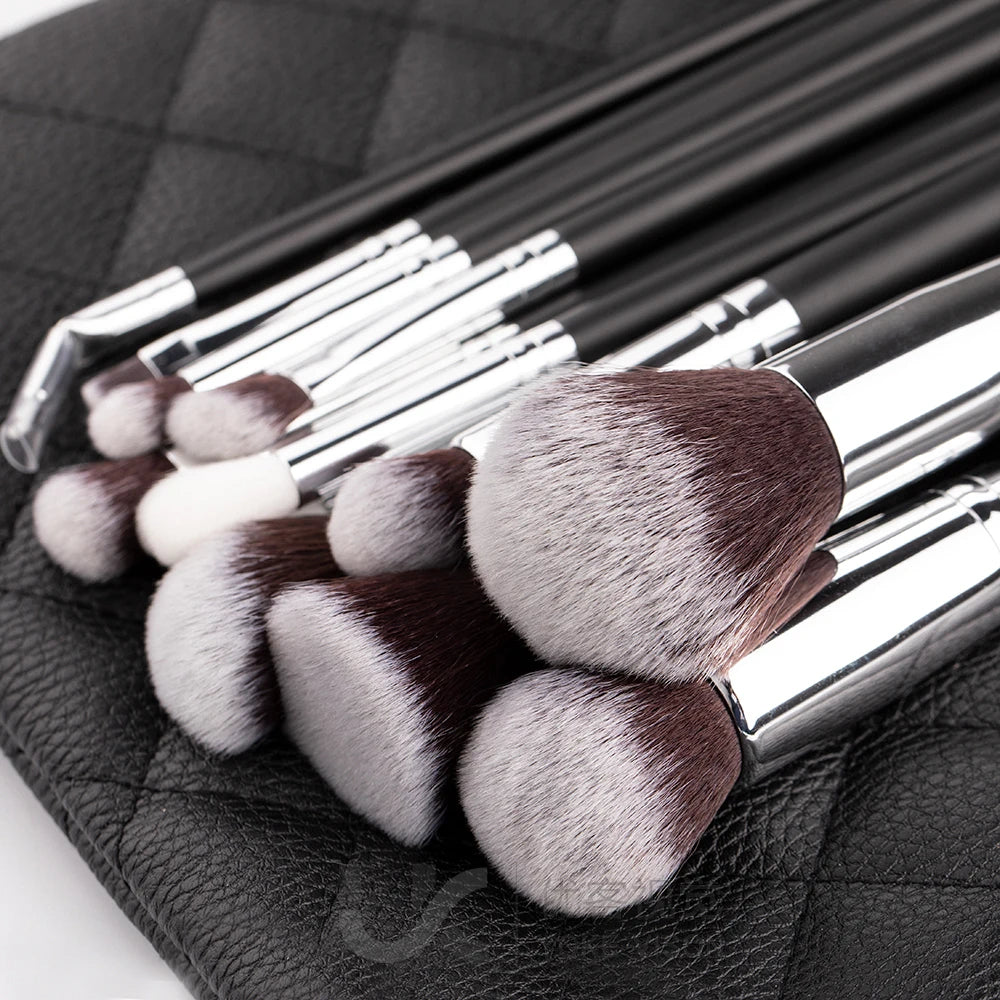 15pcs Professional Make-up Brushes Set Makeup Power Brush Make Up Beauty Tools Soft Synthetic Hair With Leather Case