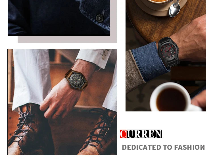 New Watches CURREN Luxury Brand Men Watch Leather Strap Fashion Quartz-Watch Casual Sports Wristwatch Date Clock Relojes 8225