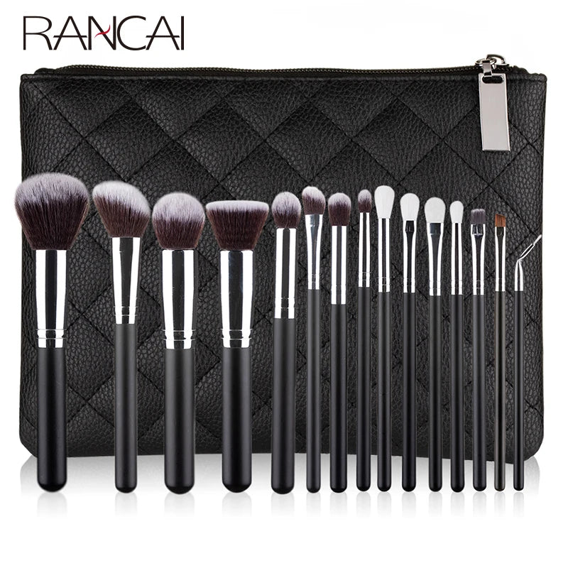 15pcs Professional Make-up Brushes Set Makeup Power Brush Make Up Beauty Tools Soft Synthetic Hair With Leather Case