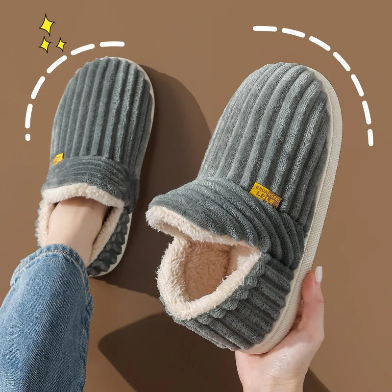 Evshine Winter Soft Slippers For Women Men Winter Indoor Fluffy Warm Fuzzy House Slippers Outdoor Fuzzy Soft Furry Slippers