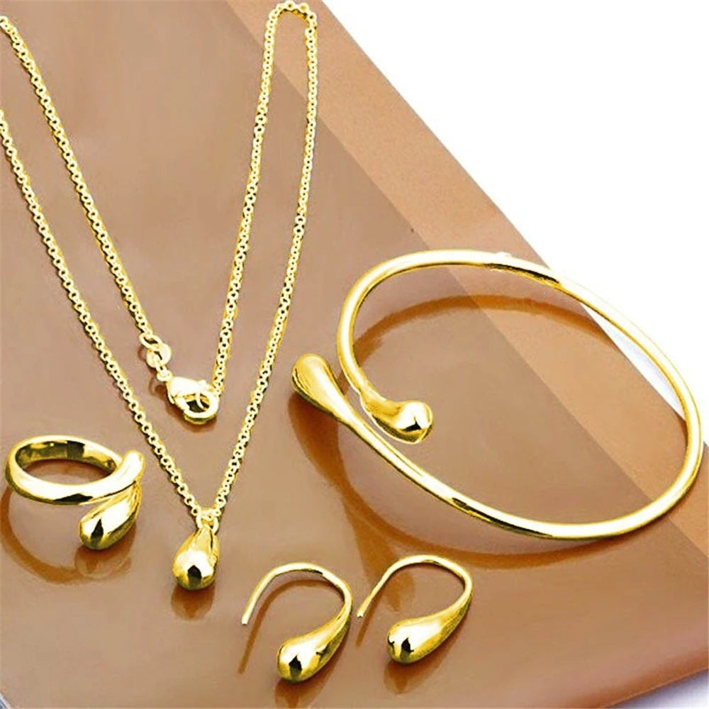 Exquisite Double Heart Necklace Earrings Bracelet Jewelry Set Charm Ladies Jewelry Fashion Bridal Accessory Set Romantic Gifts