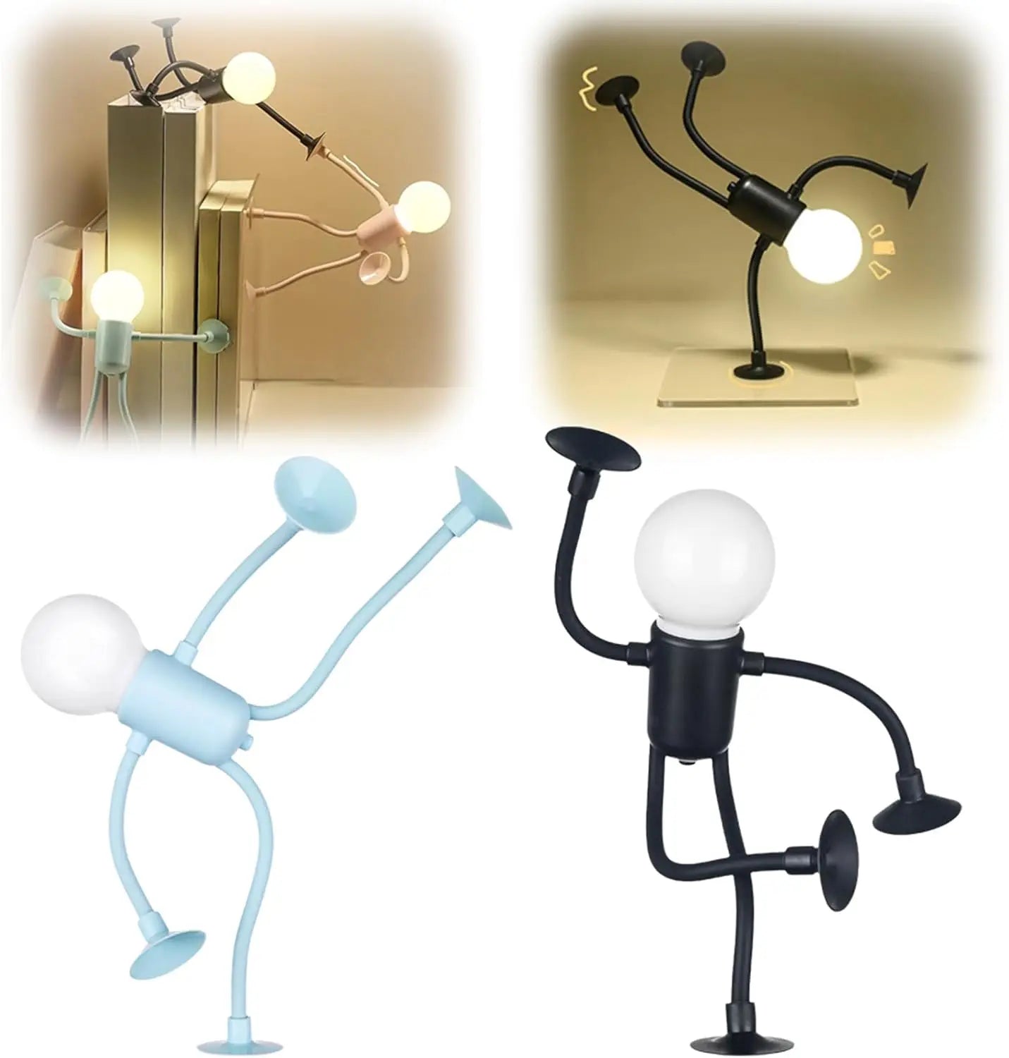 Night Light Changeable-Shape Funny Sportsman-Night Light Cartoon DIY Cute Night Lamp Mini Cute Suction Bedside Lamp for Kids