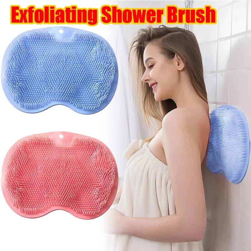 Bath Mats Bathroom  Silicone Rub Back Brush Bathroom Non-slip Wash Foot Pad Massage Shower Mat with Sucker Exfoliating BrushPad