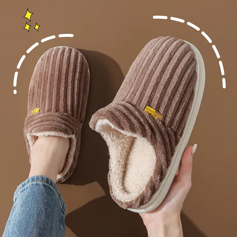 Evshine Winter Soft Slippers For Women Men Winter Indoor Fluffy Warm Fuzzy House Slippers Outdoor Fuzzy Soft Furry Slippers