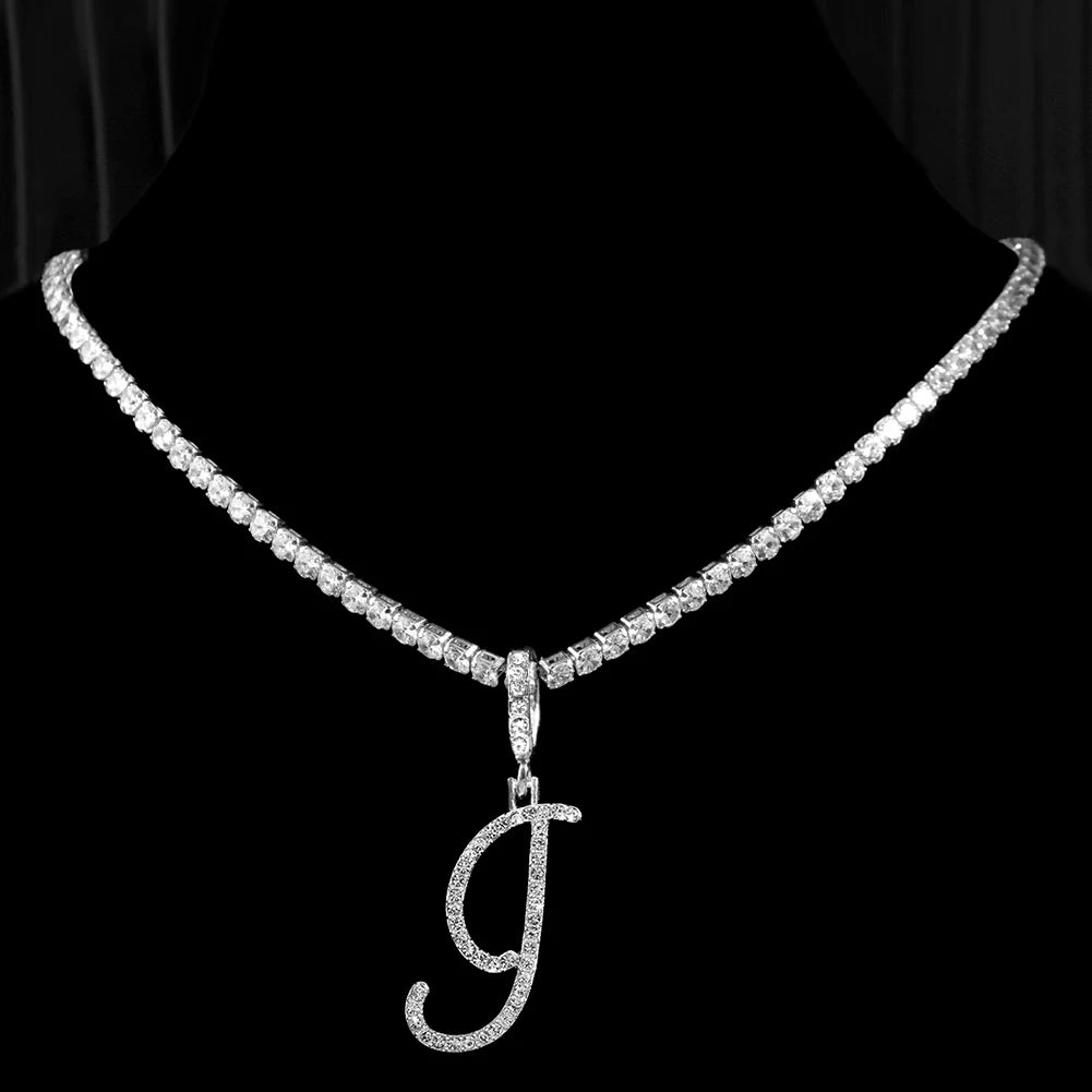 Personalized Cubic Zirconia Initial Name Necklace -Hip Hop Style