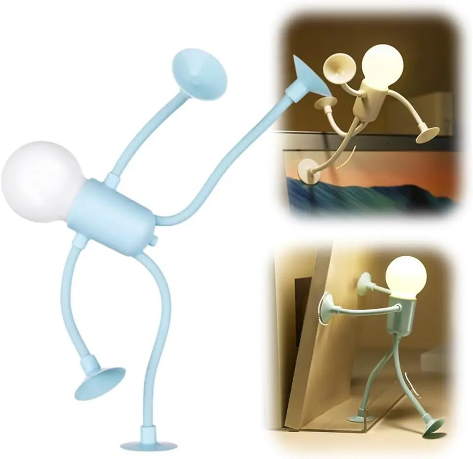 Night Light Changeable-Shape Funny Sportsman-Night Light Cartoon DIY Cute Night Lamp Mini Cute Suction Bedside Lamp for Kids