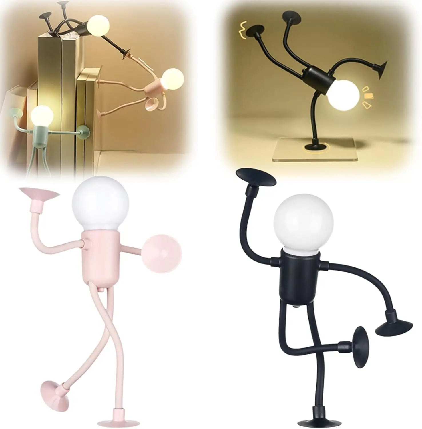 Night Light Changeable-Shape Funny Sportsman-Night Light Cartoon DIY Cute Night Lamp Mini Cute Suction Bedside Lamp for Kids