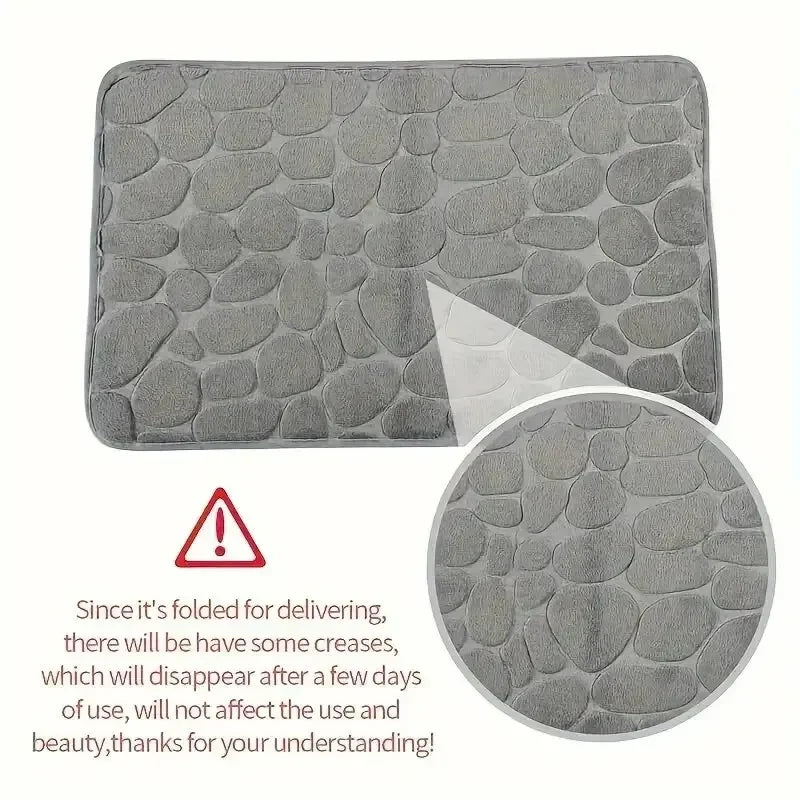 Toilet Seat Cover 3Pcs Set Bath Mat Shower Room Floor Rug Home Bathroom Anti-Slip Absorbent Doormat Pebbles Bathtub Decor Carpet