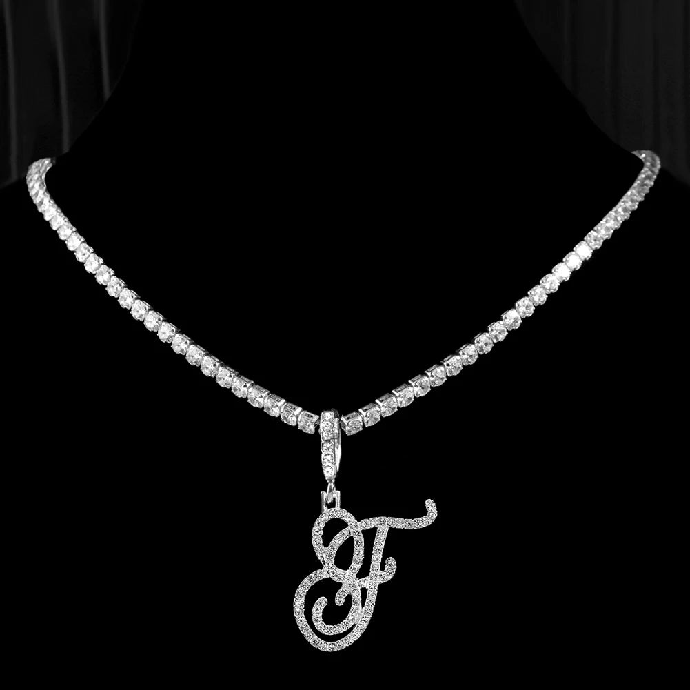 Personalized Cubic Zirconia Initial Name Necklace -Hip Hop Style