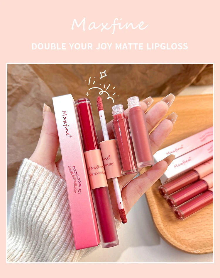 Double Headed Lip Gloss Waterproof Moisturizing Durable Mist Matte Velvet Mirror Lip Gloss Cosmetics