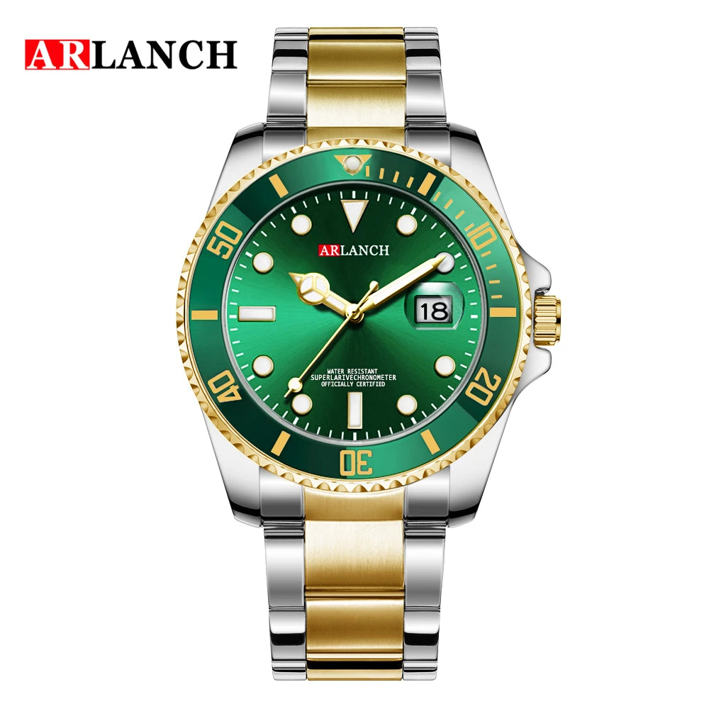 Classic Men Watch Quartz Movement Diver Series Stainless Steel Waterproof Calendar Clock Business Mens Luxury Watch Reloj Hombre