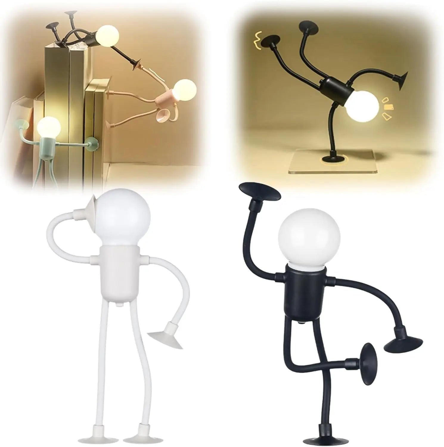 Night Light Changeable-Shape Funny Sportsman-Night Light Cartoon DIY Cute Night Lamp Mini Cute Suction Bedside Lamp for Kids