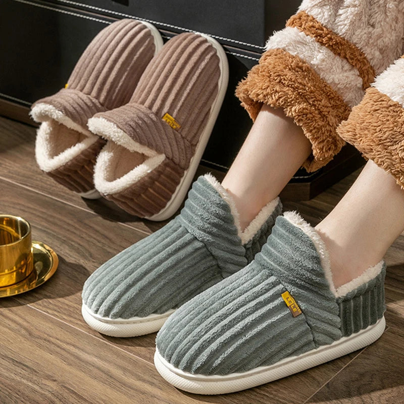 Evshine Winter Soft Slippers For Women Men Winter Indoor Fluffy Warm Fuzzy House Slippers Outdoor Fuzzy Soft Furry Slippers