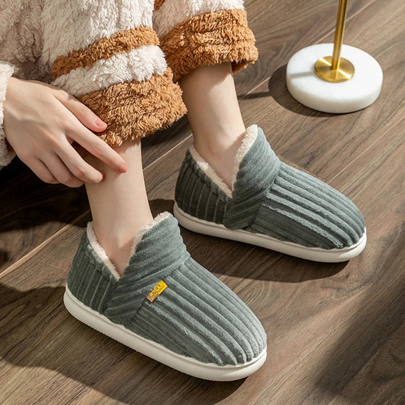 Evshine Winter Soft Slippers For Women Men Winter Indoor Fluffy Warm Fuzzy House Slippers Outdoor Fuzzy Soft Furry Slippers