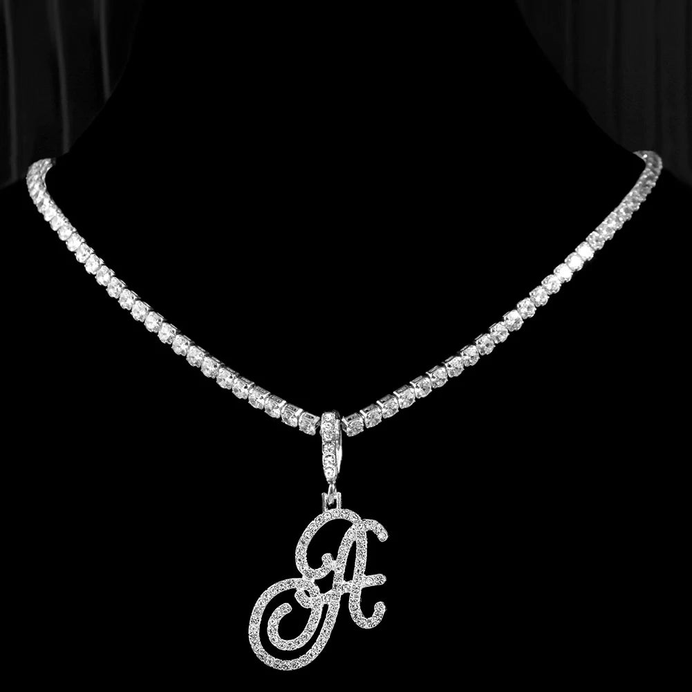 Personalized Cubic Zirconia Initial Name Necklace -Hip Hop Style