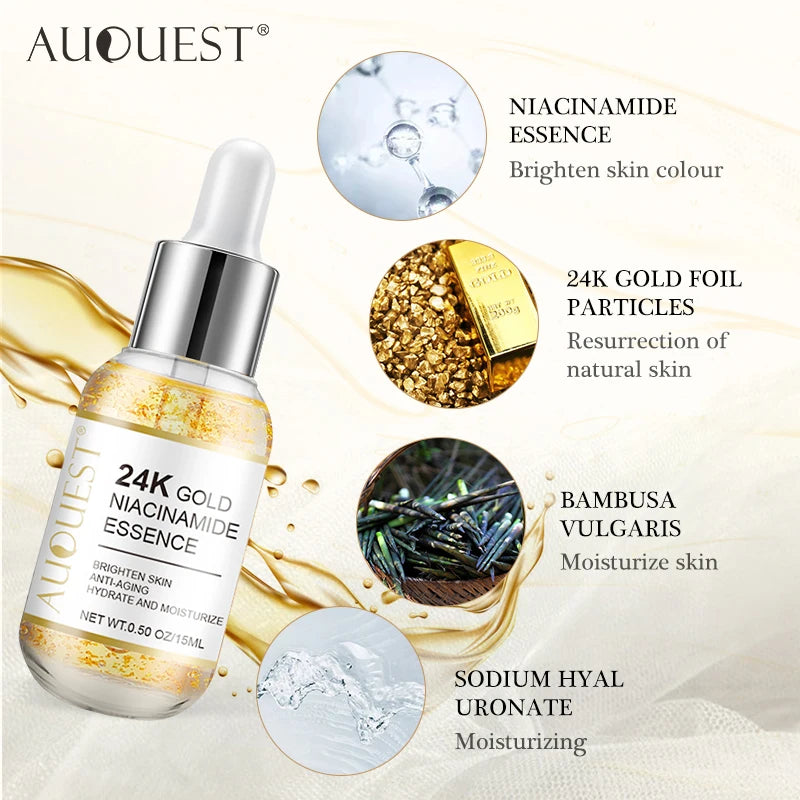 Niacinamide Serum Hyaluronic Acid for Face 24K Gold Essence Whitening Anti-aging Collagen Facial Serum Skin Care Products