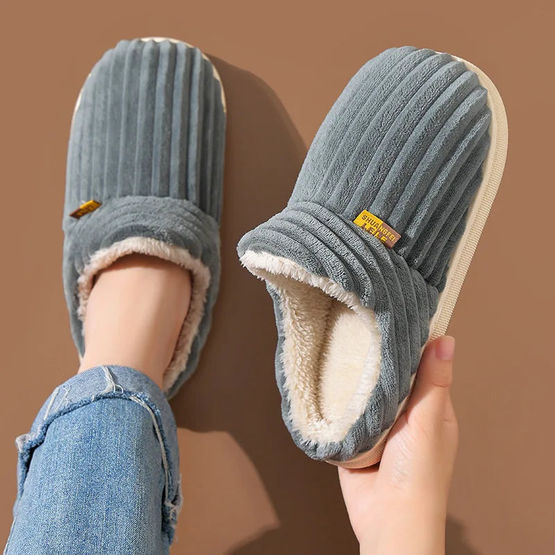 Evshine Winter Soft Slippers For Women Men Winter Indoor Fluffy Warm Fuzzy House Slippers Outdoor Fuzzy Soft Furry Slippers