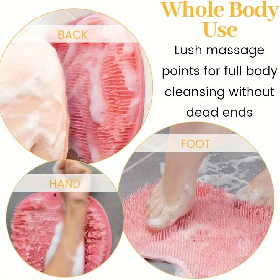 Bath Mats Bathroom  Silicone Rub Back Brush Bathroom Non-slip Wash Foot Pad Massage Shower Mat with Sucker Exfoliating BrushPad