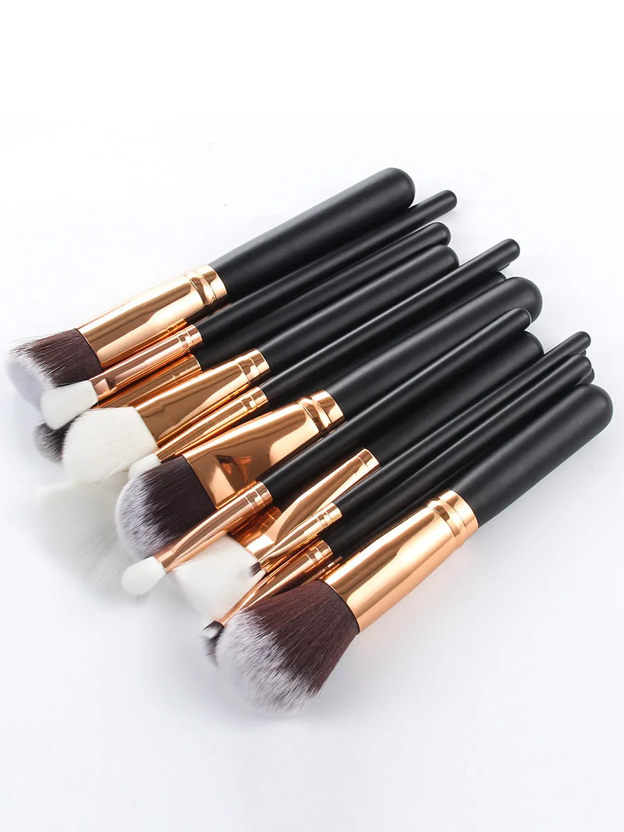 15pcs Professional Make-up Brushes Set Makeup Power Brush Make Up Beauty Tools Soft Synthetic Hair With Leather Case