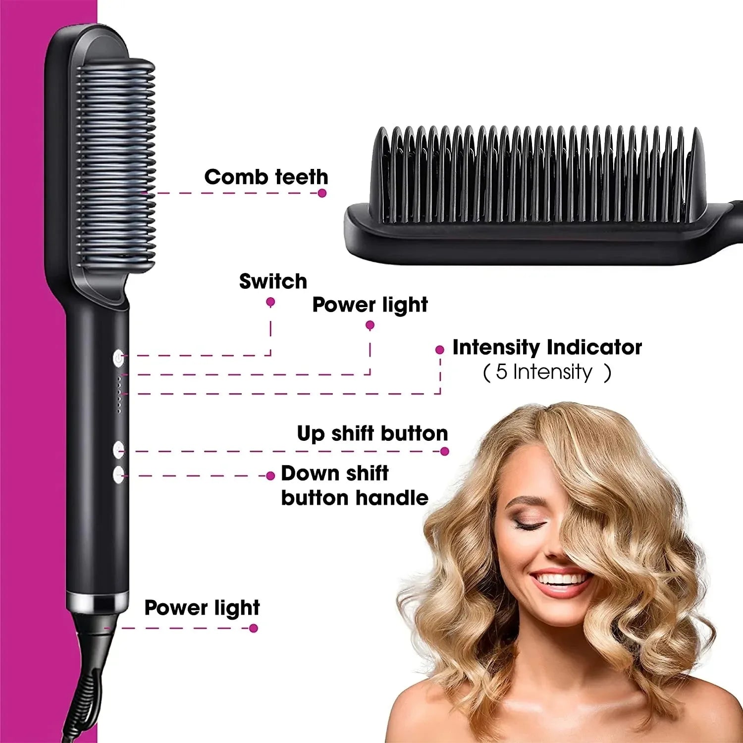 Professional Negative Ion Hair Straightener Hair Straightener 3In1 Professional Quick Heated Electric Hot Comb Hair Straightener