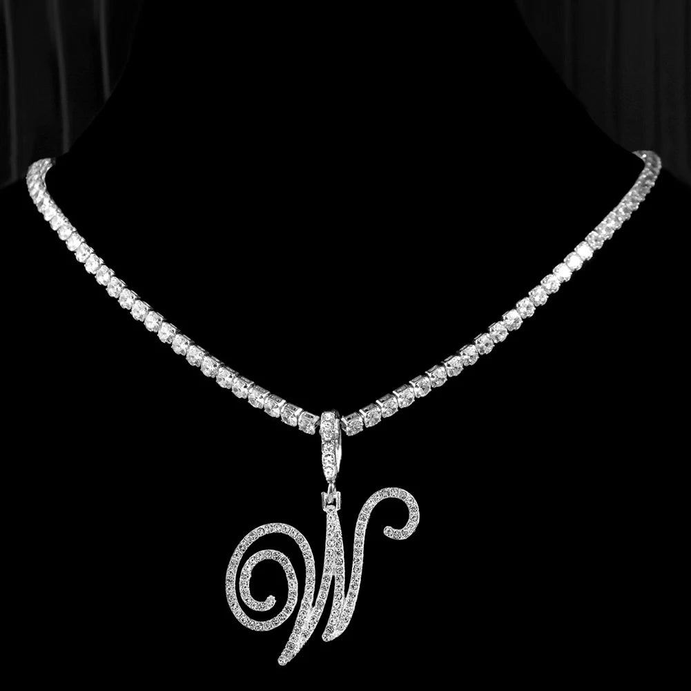 Personalized Cubic Zirconia Initial Name Necklace -Hip Hop Style