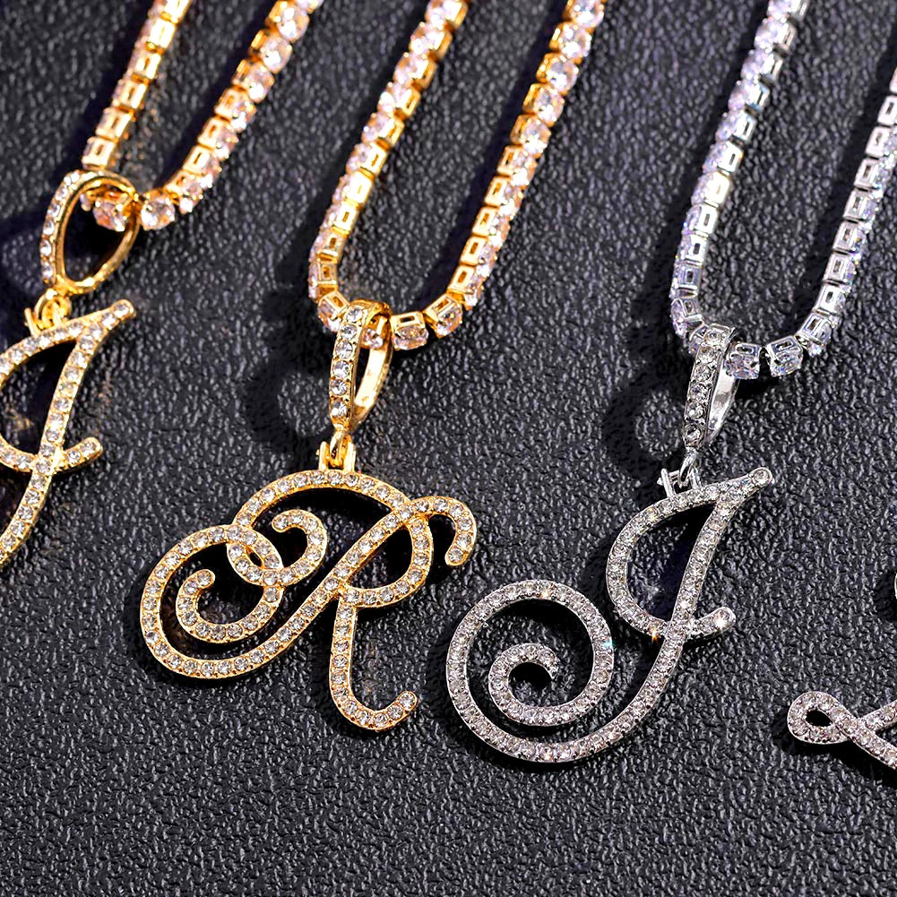 Personalized Cubic Zirconia Initial Name Necklace -Hip Hop Style