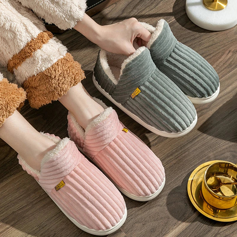 Evshine Winter Soft Slippers For Women Men Winter Indoor Fluffy Warm Fuzzy House Slippers Outdoor Fuzzy Soft Furry Slippers