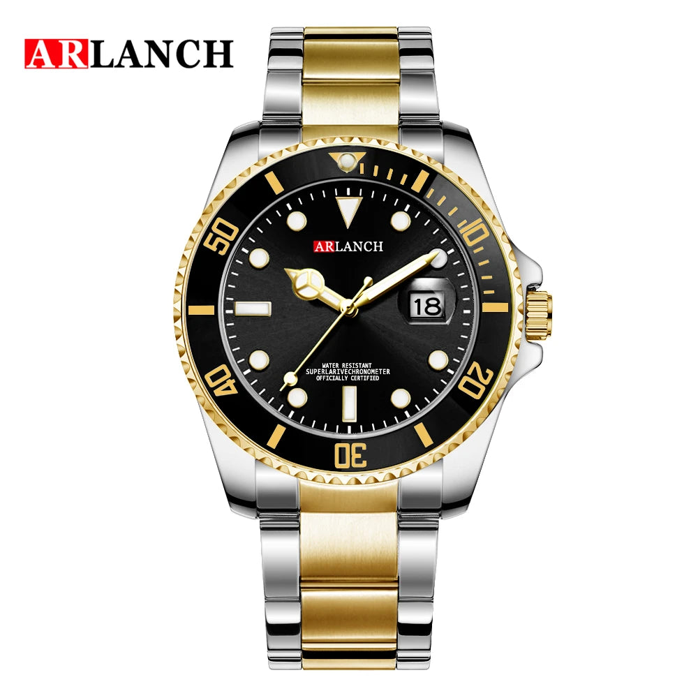 Classic Men Watch Quartz Movement Diver Series Stainless Steel Waterproof Calendar Clock Business Mens Luxury Watch Reloj Hombre