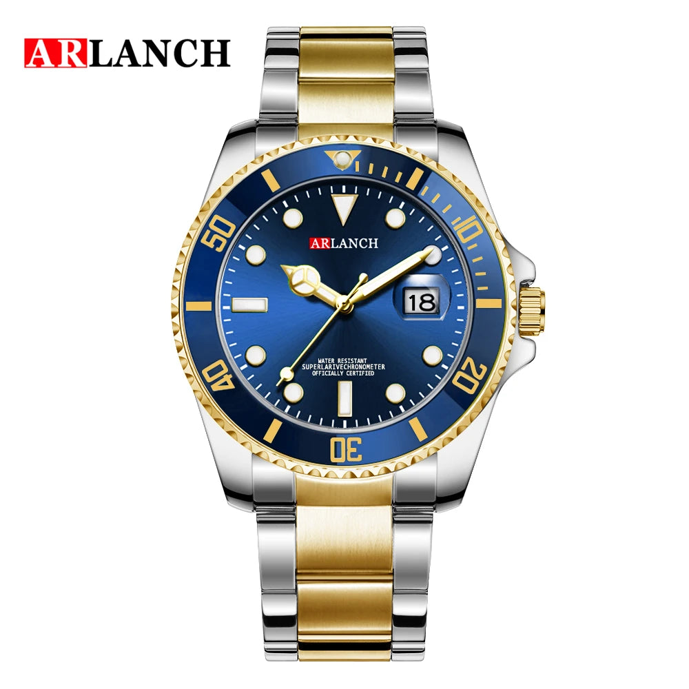 Classic Men Watch Quartz Movement Diver Series Stainless Steel Waterproof Calendar Clock Business Mens Luxury Watch Reloj Hombre