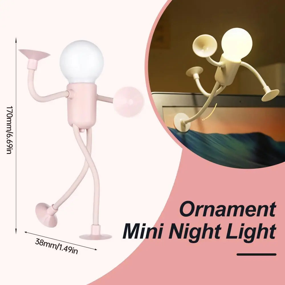 Night Light Changeable-Shape Funny Sportsman-Night Light Cartoon DIY Cute Night Lamp Mini Cute Suction Bedside Lamp for Kids