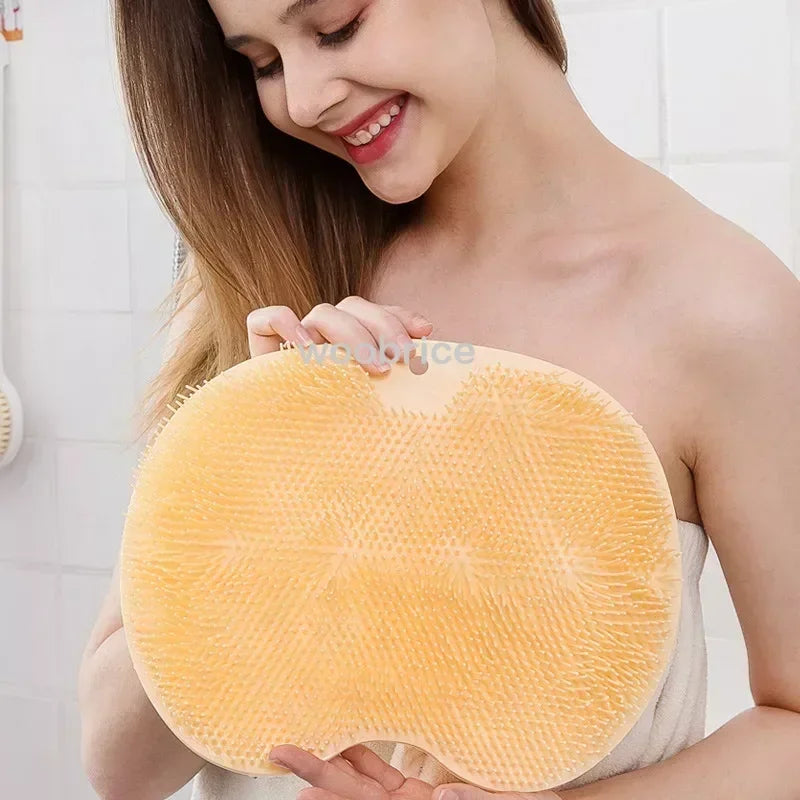 Bath Mats Bathroom  Silicone Rub Back Brush Bathroom Non-slip Wash Foot Pad Massage Shower Mat with Sucker Exfoliating BrushPad