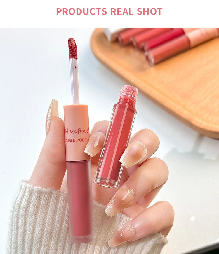 Double Headed Lip Gloss Waterproof Moisturizing Durable Mist Matte Velvet Mirror Lip Gloss Cosmetics