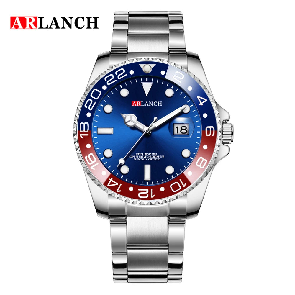 Classic Men Watch Quartz Movement Diver Series Stainless Steel Waterproof Calendar Clock Business Mens Luxury Watch Reloj Hombre