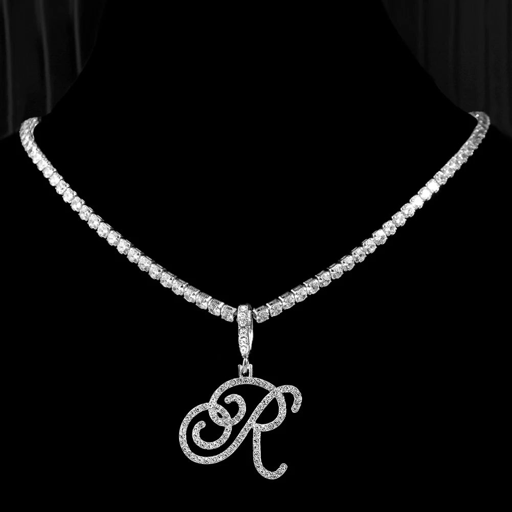 Personalized Cubic Zirconia Initial Name Necklace -Hip Hop Style