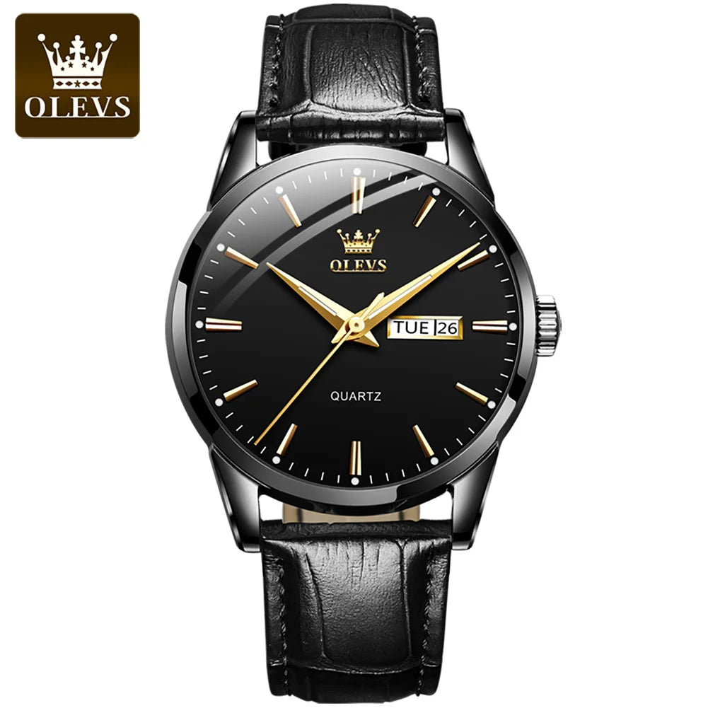 OLEVS Classic Quartz Watch for Men Waterproof Leather strap Calendar Sports Business Men 's Quartz Wrist Watch TOP Brand 6898