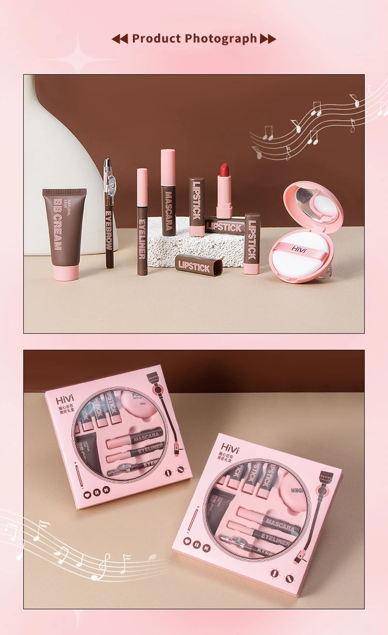 HiVi Makeup Gift Box Powder Glue Record Limited Lipstick Powder Makeup gift box set Valentine's Day gift for your wife