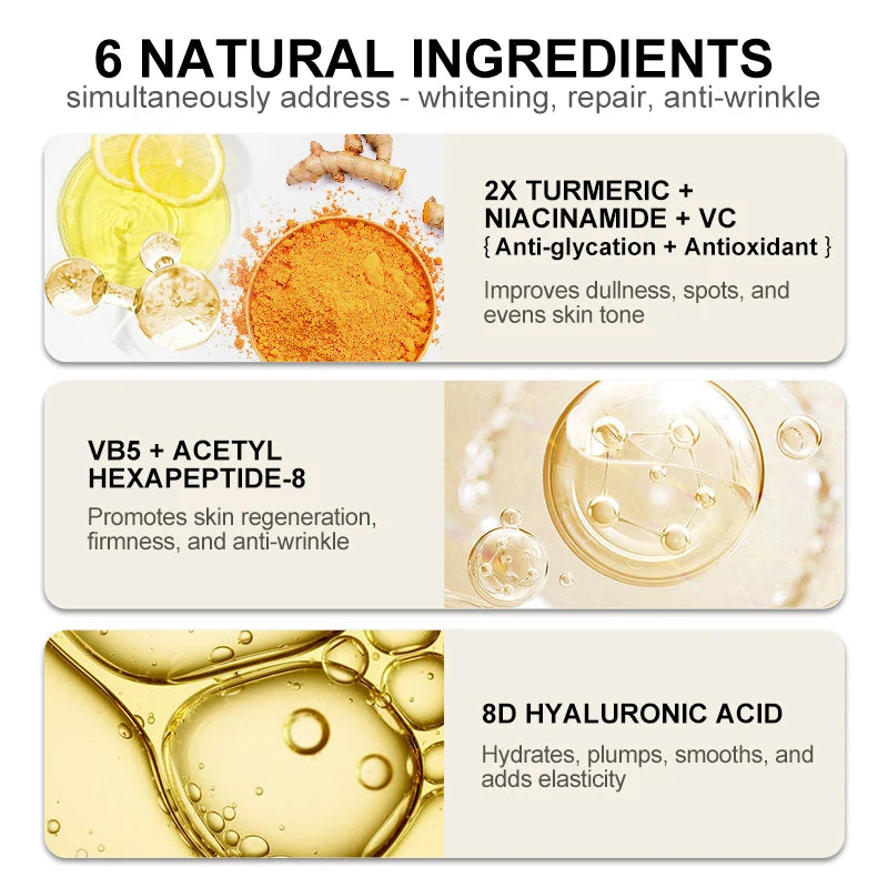 Vitamin C Serum for Face Hyaluronic Acid Dark Spot Removal Whitening Moisturizing Turmeric Fade Freckle Facial Skin Care