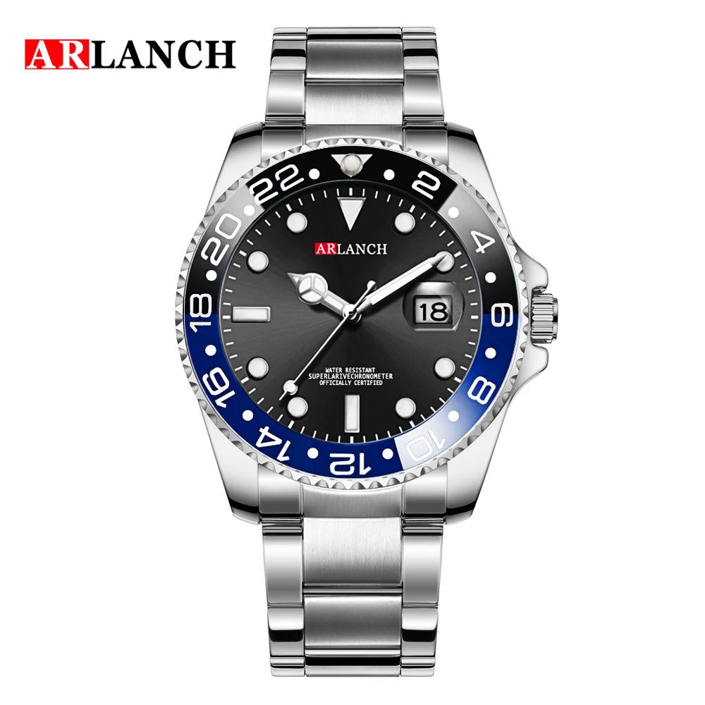 Classic Men Watch Quartz Movement Diver Series Stainless Steel Waterproof Calendar Clock Business Mens Luxury Watch Reloj Hombre