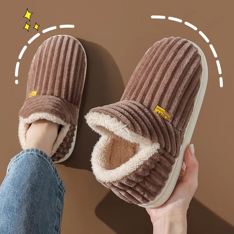 Evshine Winter Soft Slippers For Women Men Winter Indoor Fluffy Warm Fuzzy House Slippers Outdoor Fuzzy Soft Furry Slippers