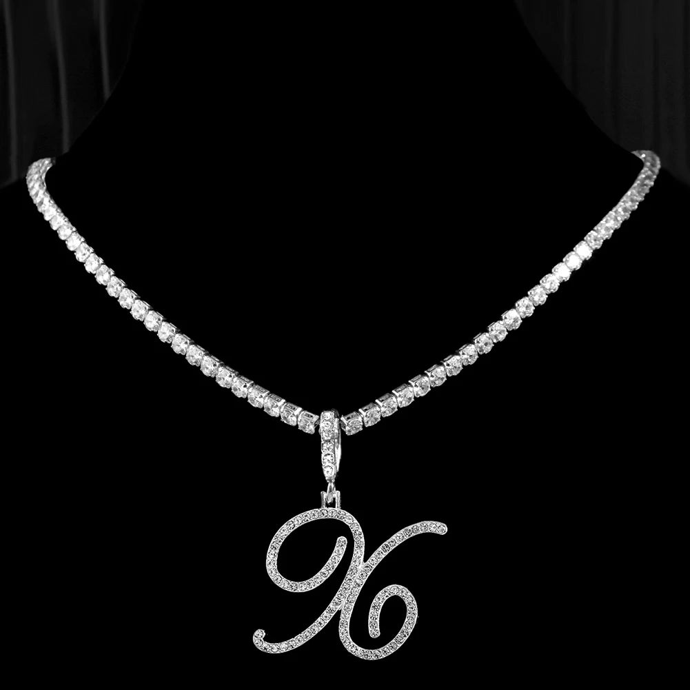 Personalized Cubic Zirconia Initial Name Necklace -Hip Hop Style