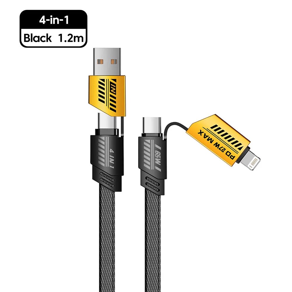 4-in-1 Multifunctional 65W Fast Data Cable 6A Mobile Charging Cable Suitable For iPhone Huawei Samsung And Xiaomi