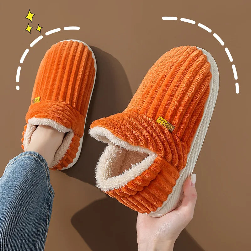 Evshine Winter Soft Slippers For Women Men Winter Indoor Fluffy Warm Fuzzy House Slippers Outdoor Fuzzy Soft Furry Slippers