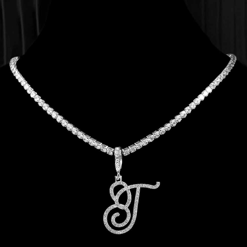 Personalized Cubic Zirconia Initial Name Necklace -Hip Hop Style