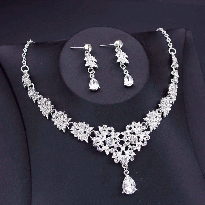 Luxury Small Crown Jewelry Sets Bridal Tiaras Necklace Earrings set Princess Girls Party Prom Bride Jewelry Set