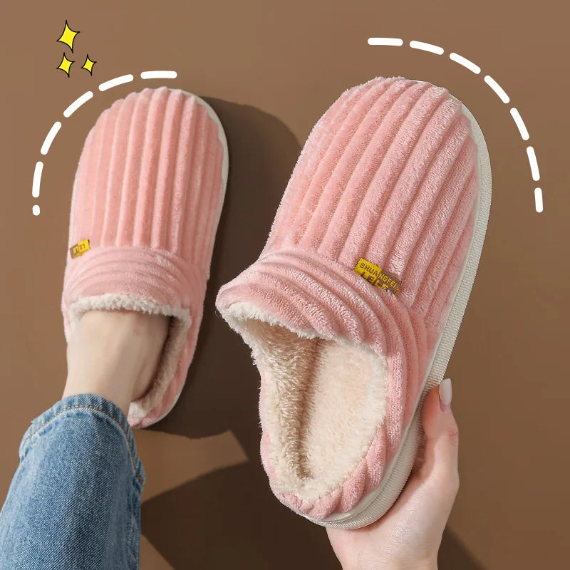 Evshine Winter Soft Slippers For Women Men Winter Indoor Fluffy Warm Fuzzy House Slippers Outdoor Fuzzy Soft Furry Slippers