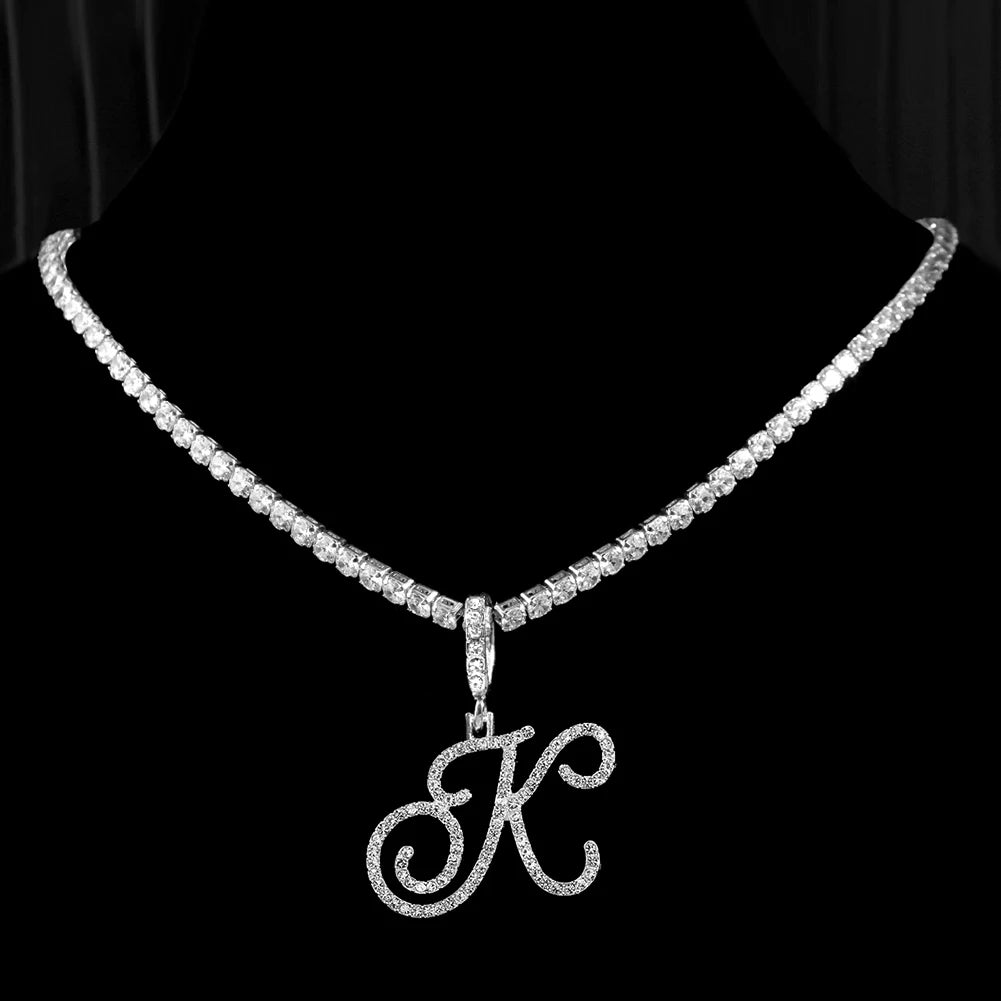 Personalized Cubic Zirconia Initial Name Necklace -Hip Hop Style